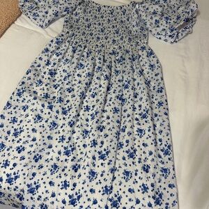 Versona Blue and White Smocked Dress